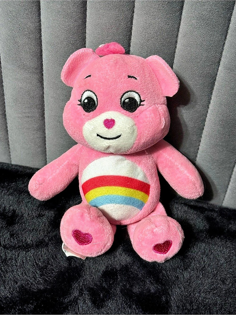 Care Bears Cheer Bear Basic Fun Plush Pink Rainbow Bear